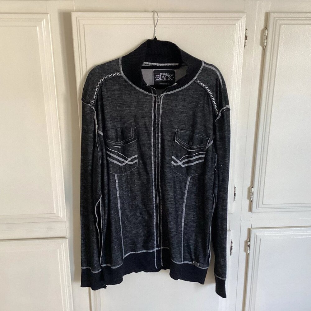 BUCKLE BLACK ATHLETIC FIT Black Full Zip Lightweight Shacket Men’s XL